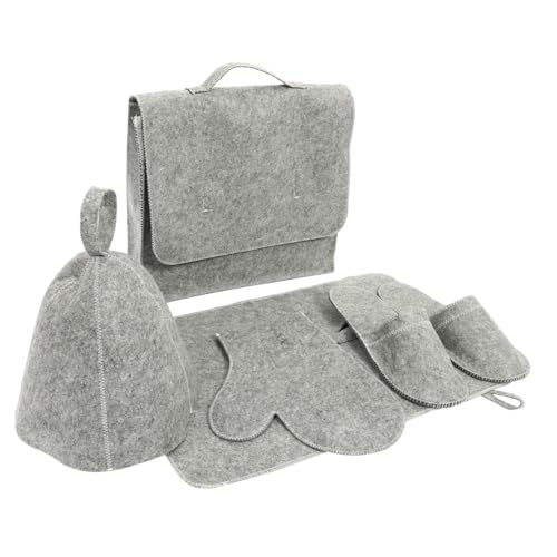 LRXIYODE Sauna mit Wiederverwendbarem Atmungsaktivem Filz saunahut Handschuhen Matte Hausschuhen und Aufbewahrungstasche Passend für Damen mit Langen Haaren für Sauna und Wellness von LRXIYODE