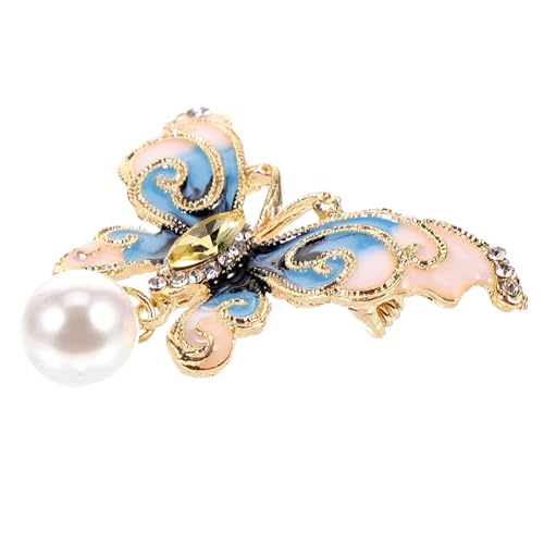 LRXIYODE Schmetterling Brosche Damen Lapel Pin aus Langlebiger Legierung mit Funkelnden Strasssteinen und Perlen Anstecknadel für Kleidung zu Geburtstag Hochzeit Muttertag von LRXIYODE