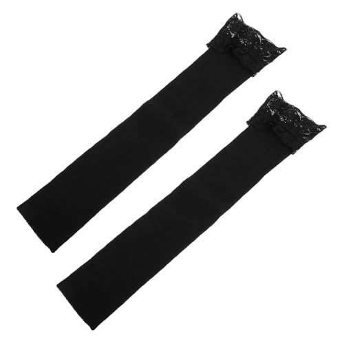 LRXIYODE Schwarze Spitzen Armstulpen Damen Lange Gestrickte Fingerlose Handschuhe mit Warme Halbarm Ärmel für Herbst Winter Spitzen Ärmelsocken für Vielseitige Outfits von LRXIYODE
