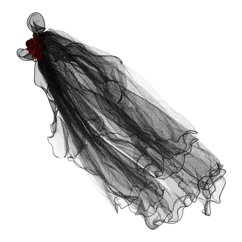 LRXIYODE Schwarzer Halloween Kopfschmuck mit Roten Rosen Perfektes Kostümzubehör für Geisterbräute Gothic Partys und Maskenbälle von LRXIYODE