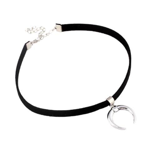 LRXIYODE Schwarzer Mond Choker Halskette Kurz Stilvoller Crescent Mondsichel Anhänger Kette Damen Schmuck für Partys und Alltag von LRXIYODE