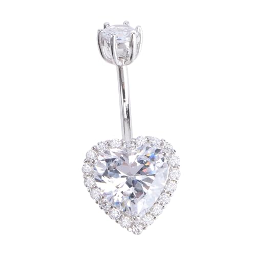 LRXIYODE Silber Bauchnabelpiercing mit Funkelndem Zirkonia Herzmotiv Nabelring Schmuck für Damen Hautfreundlich Langlebig Modisches Körperpiercing für Party und Festival von LRXIYODE