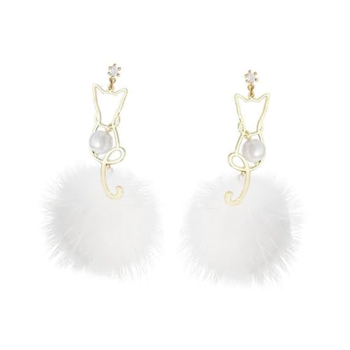 LRXIYODE Silber Cat Ohrhänger mit Weißen Anhänger Leichte Damen Ohrringe für Herbst Winter Schmuckgeschenke für Frauen und Mädchen LRXIYODE Silber Cat Ohrhänger mit Weißen Anhänger Leichte Damen Ohrringe für Herbst Winter Schmuckgeschenke für Frauen und Mädchen von LRXIYODE
