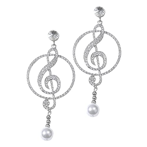 LRXIYODE Musiknoten-ohrringe Für Damen Strass Baumelnd Kreative Ohrhänger Statement-kette Party-geschenk von LRXIYODE