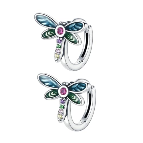 LRXIYODE Silber Ohrringe Libelle Design Farbige Zirkonia Ohrstecker Damen Schmuck für Mädchen Festival Alltag von LRXIYODE