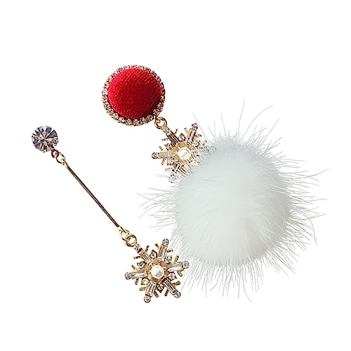 LRXIYODE Silber Ohrringe mit Asymmetrischem Schneeflocken Haarball Design Ohrringe für Frauen Hypoallergen und zu Tragen von LRXIYODE