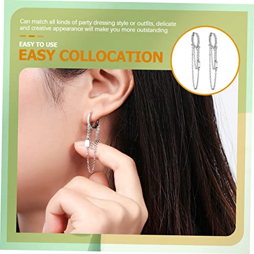 LRXIYODE Silberfarbene Tassel Creolen Ohrringe mit Ketten Design Dangle Ohrstecker für Damen und Teens Vielseitiger Schmuck für Besondere Anlässe und Alltag von LRXIYODE