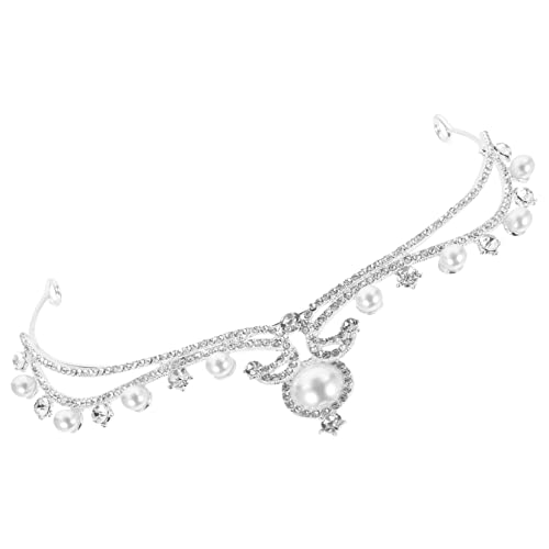 LRXIYODE Silberne Braut Tiara Perlen Wasserfeste Hochzeit Haarschmuck für Braut und Festliche Anlässe Langlebiges Detailreich Verarbeitetes Diadem für Besondere von LRXIYODE