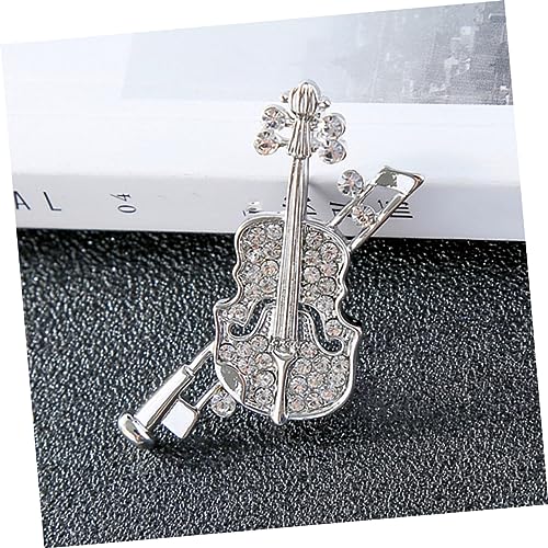 LRXIYODE Silberne Violine Brosche mit Strasssteinen Filigrane Anstecknadel für Damen Eleganter Schmuckclip für Kleider Schals Taschen und Hüte Modisches Accessoire für Frauen und Mädchen von LRXIYODE