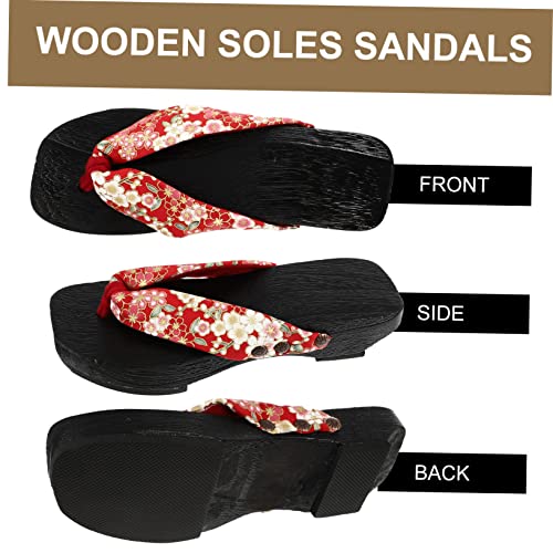 LRXIYODE Sommer Damen Clogs Holzschuhe mit Rutsch Sohle Bequeme Atmungsaktive Sandalen für Innen und Außen Kreative Japanische Pantoletten in Schwarz und Kirschrot von LRXIYODE