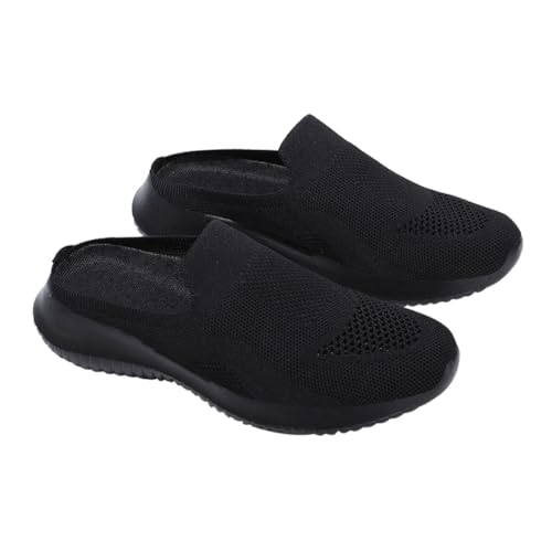LRXIYODE Sommer Slipper Damen Herren Leichte Netzstoff Halbschuhe Atmungsaktive Outdoor Hausschuhe Bequeme Freizeitpantoffeln Schwarz von LRXIYODE