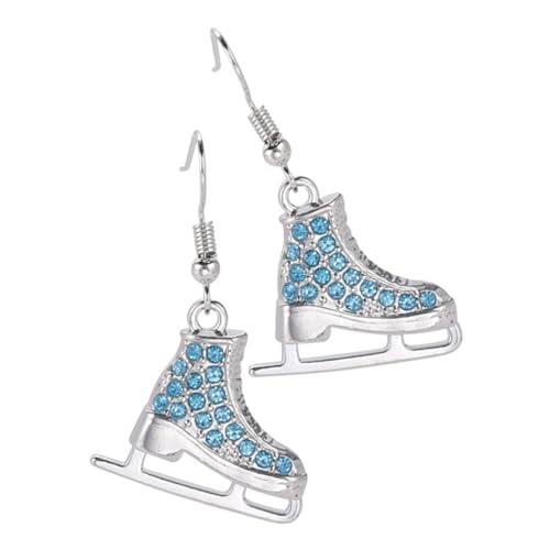 LRXIYODE Sportliche Schlittschuh Ohrringe mit Hellblauen Wassersteinen Leichte Langlebige Legierung Funkelnde Winter Hänger für Damen Vielseitiger Modeschmuck für Eiskunstlauf und Alltag von LRXIYODE