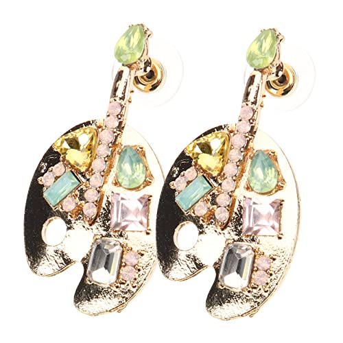 LRXIYODE Statement Ohrstecker Damen Palette Design mit Funkelnden Strasssteinen Einzigartige Geometrische Vintage Ohrringe Modischer Schmuck für Frauen Farbenfrohe Ästhetische Ohrstecker von LRXIYODE