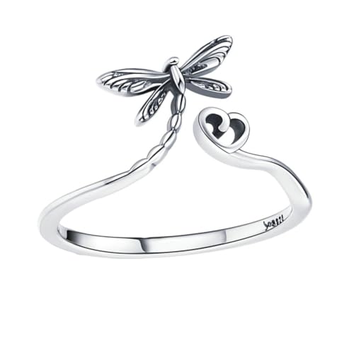 LRXIYODE Sterlingsilber Damen Ring Offener Libellen Fingerring Verstellbar Modisch Schmuck Geschenk von LRXIYODE