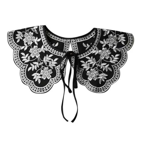 LRXIYODE Stickkragen Damen Vintage Floral Fake Collar mit Rundhalsausschnitt Besticktes Kostüm Accessoire für Blusen Kleider Pullover Leicht Atmungsaktiv für Sommer Jacken Vielseitig von LRXIYODE
