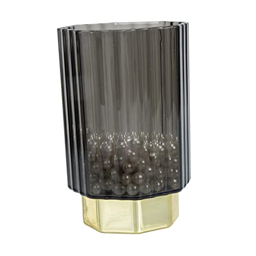 LRXIYODE Stiftehalter mit Goldenem Rand Transparenter Kosmetik Organizer für Make Up Pinsel Eyeliner Lippenstift und Bürobedarf Platzsparender Schreibtisch Organizer Perlen Leicht zu von LRXIYODE