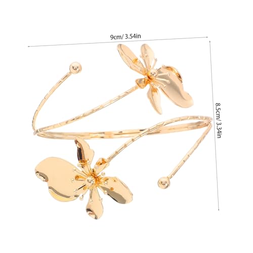 LRXIYODE Stilvoller Offener Metall blumen Armreif Damen Verstellbar Einzigartiges Design Oberarm Manschette Schmuck für Alltag Party Hochzeit von LRXIYODE