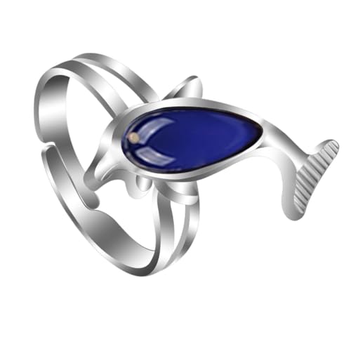 LRXIYODE Stimmungsring Damen Alloy Ring mit Delfin Design Temperaturfühliger Eleganter Modeschmuck Vielseitiger Robuster Finger Schmuck für Frauen und Freundinnen von LRXIYODE