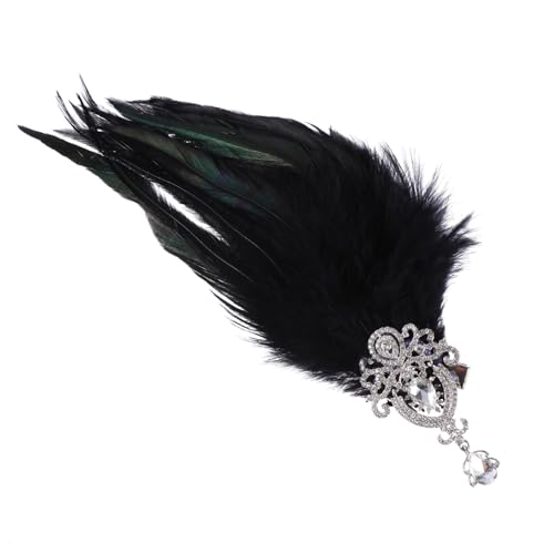 LRXIYODE Stirnband Damen Haarreif Vintage Federhaarschmuck mit Elastischem Band für Party Cosplay Flapper Stil Schwarz von LRXIYODE