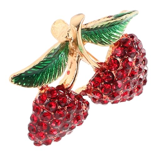 LRXIYODE Strass Erdbeer Brosche Damen Modisch mit Sicherheitsnadel Schutz Vielseitig für Kleidung Taschen Hüte Schmuck Accessoire Vielseitig Verwendbar von LRXIYODE