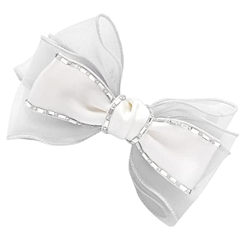 LRXIYODE Strassbesetzte Stoff Haarspange Schleifen Design Leicht Elegant Funkelnd Haarklammer Damen Zubehör Weiß von LRXIYODE