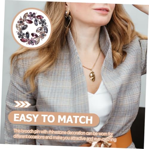 LRXIYODE Strassbrosche Damen Blütenmotiv Glitzer Pin Elegante Olivenzweig Anstecknadel für Hochzeit Party Business Schmuck Braun von LRXIYODE