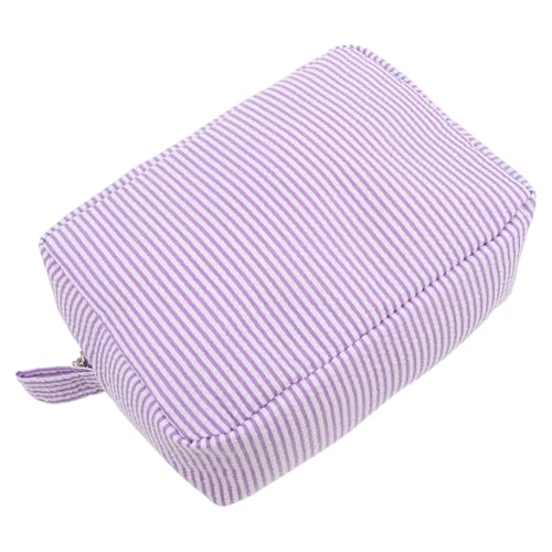 LRXIYODE Kosmetiktasche Für Damen Großer Reise-Organizer Gestreiftes Design Tragbar Für Reisen Und Alltag Aus Baumwollleinen Und Polyester Langlebig Und Einfach Zu Reinigen von LRXIYODE