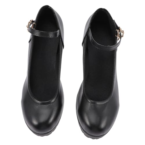 LRXIYODE Stylische Damen High Heels Rundkopf PU Material rutschfest Elegant für Party Arbeit Hochzeit Alltag Schwarz von LRXIYODE