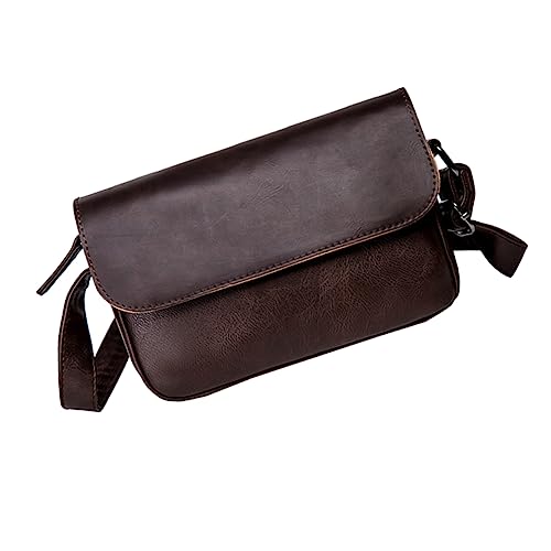 LRXIYODE Stylische PU Herren Schultertasche Retro Crossbody Umhängetasche Leicht Große Kapazität Alltag Business Reise Tasche Braun von LRXIYODE