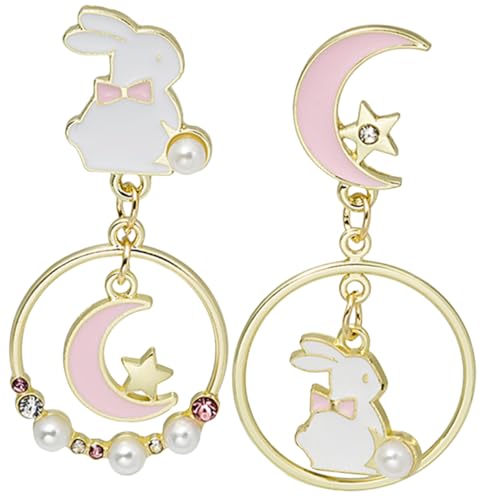 LRXIYODE Mond Und Stern Hängeohrringe Für Frauen Hasen Ohrringe Ohrschmuck Für Mädchen Teenager Moderner Schmuck von LRXIYODE
