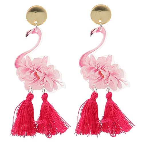 LRXIYODE Tassel Flamingo Ohrringe Damen Leicht Vogel Design Süße Quaste Ohrhänger Teenager Ohrschmuck von LRXIYODE