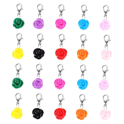 LRXIYODE Teiliges DIY Rosenanhänger mit Robustem Karabinerverschluss Farbige Blumenanhänger für Schmuckherstellung Geschenkdekoration und Bastelprojekte von LRXIYODE