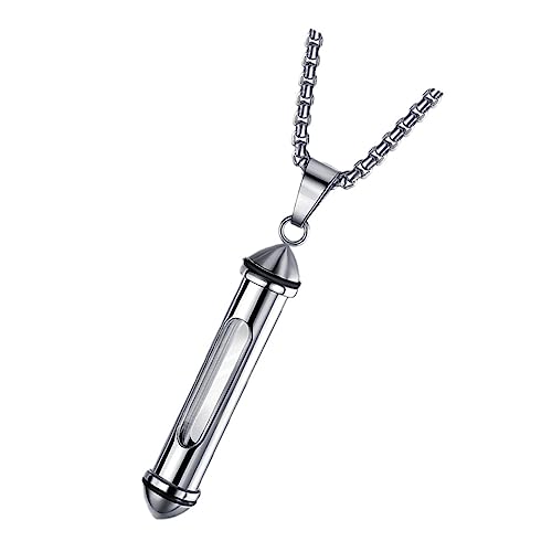 LRXIYODE Titanium Urnen Halskette Männer Klassische Zylindrische Gedenk Schmuck Anhänger für Aufbewahrung Rostfrei Korrosionsbeständig mit Perlenkette von LRXIYODE