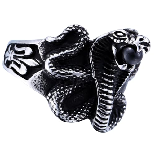 LRXIYODE Titanstahl Herrenring mit Stylischem Schlangen Design Langlebiger Schmuck Modischer Gothic Ring für Alltag Party Cosplay und Besondere Anlässe Schwarz von LRXIYODE