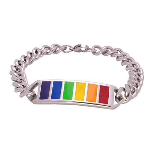 LRXIYODE Titanstahl Regenbogen Armband Unisex Langlebig Modisch Komfortabel für Damen Herren Geeignet für Alltag Dating Hochzeit Lgbtq Community von LRXIYODE