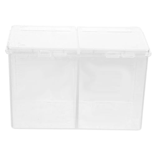 LRXIYODE Transparente Aufbewahrungsbox mit Deckel für Kosmetikpads und Schmuck Kunststoff Organizer mit Zwei Fächern Praktischer Halter für Damen Make Up und Kleine Accessoires von LRXIYODE