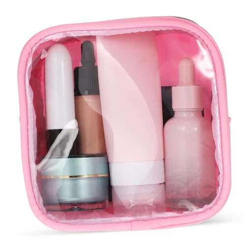 LRXIYODE Transparente Mini Kosmetiktasche Damen mit Reißverschluss Kompakte Reise Schminktasche mit Durchsichtigem Fenster Strapazierfähige Make Up Tasche für Toilettenartikel und Kleine von LRXIYODE