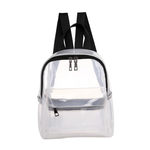 LRXIYODE Transparenter PVC-Rucksack Wasserfeste Damen-Schultertasche Leichter Für Mädchen Und Teenager Mit Reißverschlüssen Hauptfach Und Fronttasche Weiß Für Alltag Und Reisen von LRXIYODE