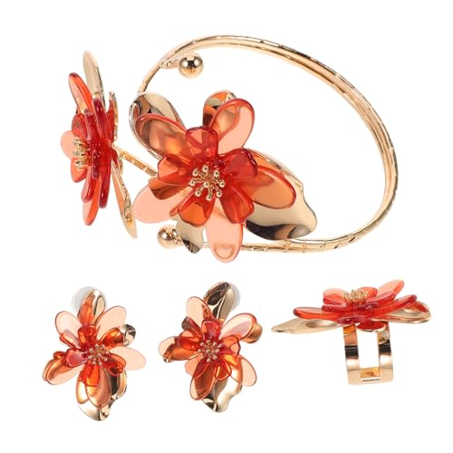 LRXIYODE Tropfen Öl Blumen Schmuck Set mit Design Leichte Damen Ohrringe Halskette und Armband Lebendige Farben Bequemer Sitz Brautschmuck für Hochzeit und Alltag Transparent Braun von LRXIYODE