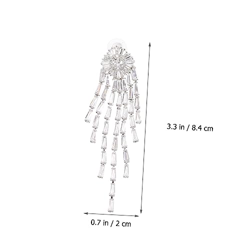 LRXIYODE Tropfenohrringe mit funkelnden Steinen und Quaste Leicht Lang Hautfreundlich Modischer Ohrschmuck für Mädchen und Frauen Silberfarbene Dangle Earrings von LRXIYODE