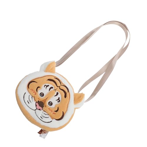 LRXIYODE Umhängetasche Tigerform Plüsch Leichte Schultertasche für Mädchen Kompakt und Robust als Neujahrsgeschenk für Münzfach und Schlüsselhalter von LRXIYODE