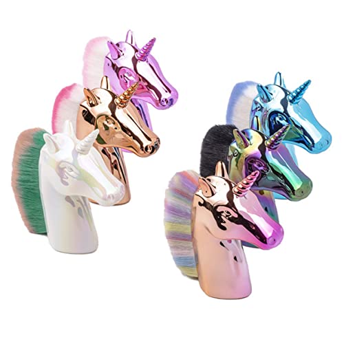 LRXIYODE Unicorn Make Up Pinsel Professionell Cartoon Design Puder und Foundation Pinsel Weißer Kunststoffgriff Für Damen Mädchen Alltag und Profi von LRXIYODE
