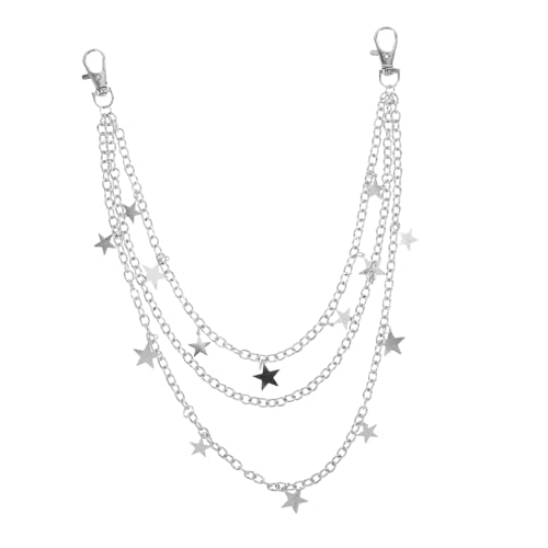 LRXIYODE Unisex Jeans Ketten Gürtel mit Mehrlagiger Metallkette und Auffälligem Sternanhänger Stylische Hip Hop Dekoration für Damen und Herren Vielseitiges Accessoire von LRXIYODE