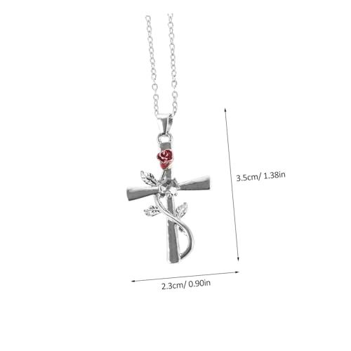 LRXIYODE Verstellbare Damen Halskette mit Kreuz Anhänger und Rosen Design Leichte Clavicle Chain aus Langlebiger Legierung Eleganter Schmuck für Alltag und Besondere Anlässe für Frauen von LRXIYODE