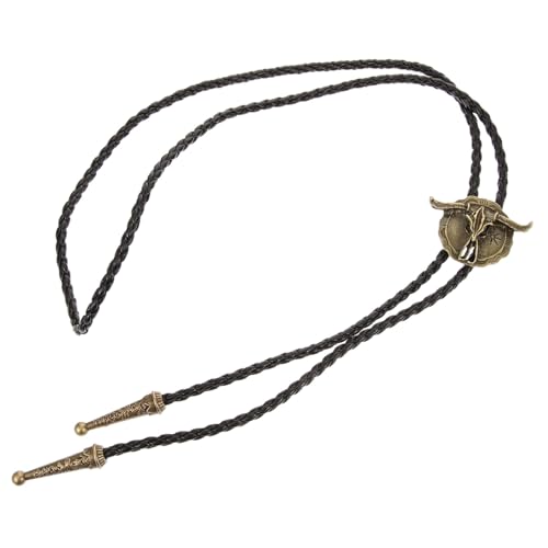 LRXIYODE Verstellbare Vintage Herren Halskette mit Kuhkopf Anhänger Robuste Krawattenkette im Retro Stil Modisches Western Zubehör für Hemden für Party und Alltag von LRXIYODE