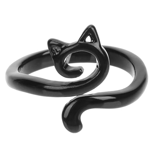LRXIYODE Verstellbarer Katzenring Damen Offener Metallring Modischer Fingerring Schmuck Geschenk für Frauen Alltag und Festtage von LRXIYODE