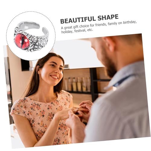 LRXIYODE Verstellbarer Offener Ring mit Bösem Augen Design Tiefrot Unisex Modeschmuck für Halloween Karneval Cosplay und Partys Geschenkidee für Damen und Herren von LRXIYODE