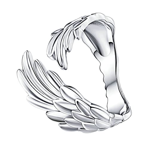 LRXIYODE Verstellbarer Ring mit Eleganten Flügeln Silber Offener Ring für Damen Modisches Accessoire für LRXIYODE Verstellbarer Ring mit Eleganten Flügeln Silber Offener Ring für Damen Modisches Accessoire für von LRXIYODE
