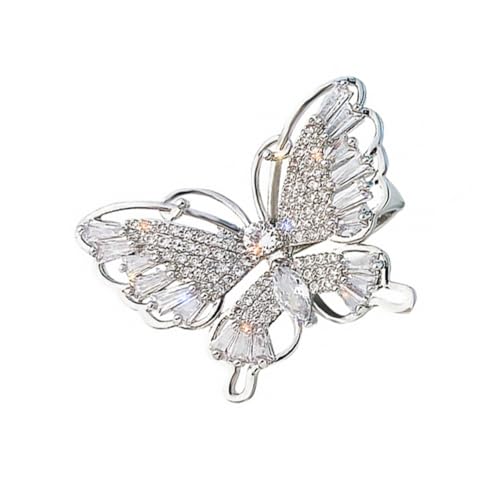 LRXIYODE Verstellbarer Schmetterlingsring mit Funkelndem Zirkonia Offener Modischer Fingerschmuck Eleganter Damenschmuck für Besondere Anlässe und Täglichen Gebrauch von LRXIYODE