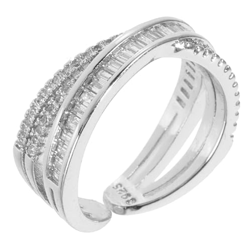LRXIYODE Verstellbarer Strassring für Frauen Geometrischer Offener Fingerring Platinfarbe Eleganter Schmuck für für Mutter LRXIYODE Verstellbarer Strassring für Frauen Geometrischer Offener Fingerring Platinfarbe Eleganter Schmuck für für Mutter von LRXIYODE